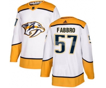 Men's Predators #57 Dante Fabbro White Road Authentic Stitched Hockey Jersey