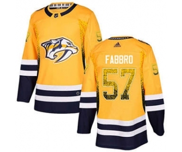 Men's Predators #57 Dante Fabbro Yellow Home Authentic Drift Fashion Stitched Hockey Jersey