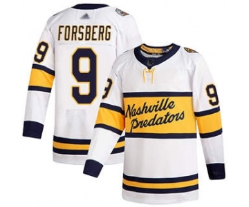 Men's Predators #9 Filip Forsberg White Authentic 2020 Winter Classic Stitched Hockey Jersey