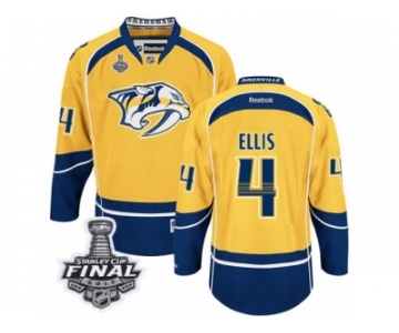 Men's Reebok Nashville Predators #4 Ryan Ellis Authentic Gold Home 2017 Stanley Cup Final NHL Jersey