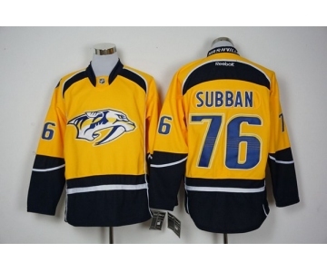 Men's Reebok Nashville Predators #76 P.K Subban Authentic Gold Home NHL Jersey