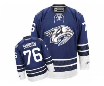 Men's Reebok Nashville Predators #76 P.K Subban Premier Blue Third NHL Jersey