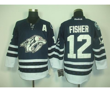 nhl jerseys nashville predators #12 fisher blue2011 new(A patch)