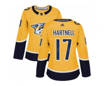 Women Adidas Nashville Predators #17 Scott Hartnell Yellow Home Authentic Stitched NHL Jersey