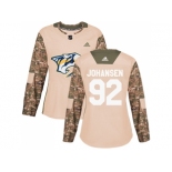 Women Adidas Nashville Predators #92 Ryan Johansen Camo Authentic 2017 Veterans Day Stitched NHL Jersey