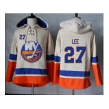 Men's New York Islanders #27 Anders Lee Cream Sawyer Hooded Sweatshirt Stitched NHL Jersey