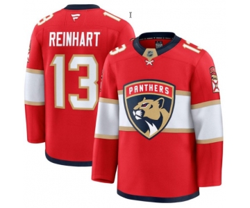 Men's Florida Panthers #13 Sam Reinhart Red 2025 Premium Stitched Hockey Jersey