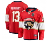 Men's Florida Panthers #13 Sam Reinhart Red 2025 Stanley Cup Final Home Stitched Hockey Jersey