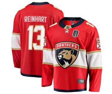 Men's Florida Panthers #13 Sam Reinhart Red 2025 Stanley Cup Final Home Stitched Hockey Jersey