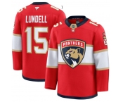 Men's Florida Panthers #15 Anton Lundell Red 2025 Premium Stitched Hockey Jersey
