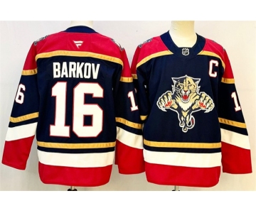Men's Florida Panthers #16 Aleksander Barkov Black 2024-25 Home With C Patch Stitched Hockey Jersey