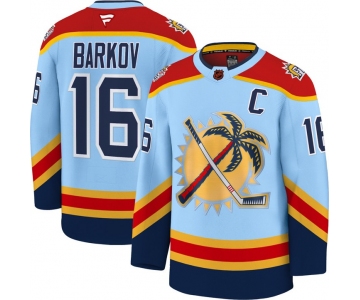 Men's Florida Panthers #16 Aleksander Barkov Blue 2025 Stanley Cup Final Premium Stitched NHL Hockey Jersey