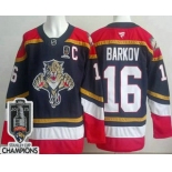 Men's Florida Panthers #16 Aleksander Barkov Navy 2025 Stanley Cup Champions Authentic Jersey