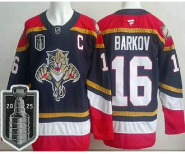 Men's Florida Panthers #16 Aleksander Barkov Navy 2025 Stanley Cup Final Authentic Jersey