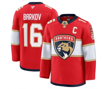 Men's Florida Panthers #16 Aleksander Barkov Red 2024-25 Home Stitched Hockey Jersey
