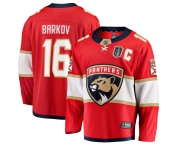 Men's Florida Panthers #16 Aleksander Barkov Red 2025 Stanley Cup Final Home Stitched Hockey Jersey