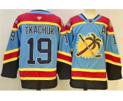 Men's Florida Panthers #19 Matthew Tkachuk Blue 2024-25 Reverse Retro With A Patch Stitched Hockey Jersey