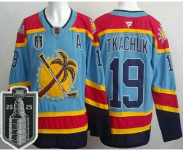 Men's Florida Panthers #19 Matthew Tkachuk Blue 2025 Stanley Cup Final Authentic Jersey