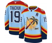 Men's Florida Panthers #19 Matthew Tkachuk Blue 2025 Stanley Cup Final Premium Stitched NHL Hockey Jersey