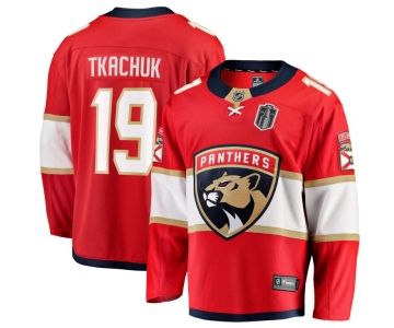 Men's Florida Panthers #19 Matthew Tkachuk Red 2025 Stanley Cup Final Home Stitched Hockey Jersey