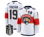 Men's Florida Panthers #19 Matthew Tkachuk White 2025 Stanley Cup Final Premium Stitched NHL Hockey Jersey