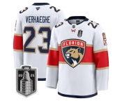 Men's Florida Panthers #23 Carter Verhaeghe White 2025 Stanley Cup Final Premium Stitched NHL Hockey Jersey
