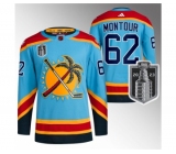 Men's Florida Panthers #62 Brandon Montour Blue 2023 Stanley Cup Final Reverse Retro Stitched Jersey
