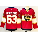 Men's Florida Panthers #63 Brad Marchand Red 2024-25 Home Stitched Hockey Jersey