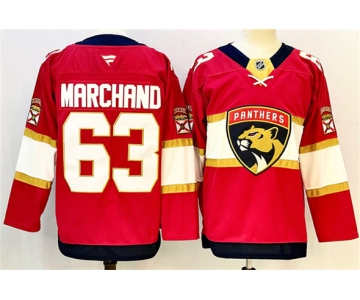 Men's Florida Panthers #63 Brad Marchand Red 2024-25 Home Stitched Hockey Jersey