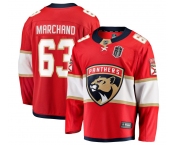 Men's Florida Panthers #63 Brad Marchand Red 2025 Stanley Cup Final Home Stitched Hockey Jersey