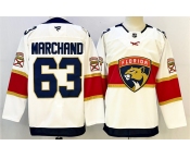Men's Florida Panthers #63 Brad Marchand White 2024-25 Home Stitched Hockey Jersey