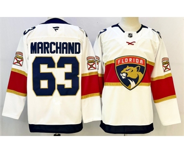 Men's Florida Panthers #63 Brad Marchand White 2024-25 Home Stitched Hockey Jersey