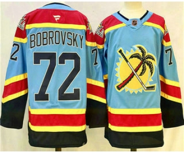 Men's Florida Panthers #72 Sergei Bobrovsky Blue 2024 Reverse Retro Stitched Jersey