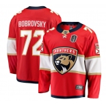 Men's Florida Panthers #72 Sergei Bobrovsky Red 2025 Stanley Cup Final Home Stitched Hockey Jersey