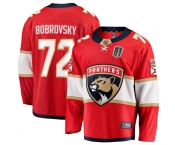 Men's Florida Panthers #72 Sergei Bobrovsky Red 2025 Stanley Cup Final Home Stitched Hockey Jersey