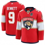 Men's Florida Panthers #9 Sam Bennett Red 2025 Stanley Cup Final Patch Stitched Hockey Jersey