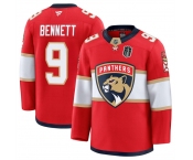 Men's Florida Panthers #9 Sam Bennett Red 2025 Stanley Cup Final Patch Stitched Hockey Jersey
