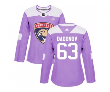 Women Adidas Florida Panthers #63 Evgenii Dadonov Purple Authentic Fights Cancer Stitched NHL Jersey