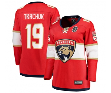 Women's Florida Panthers #19 Matthew Tkachuk Red 2025 Stanley Cup Final Home Stitched Hockey Jersey