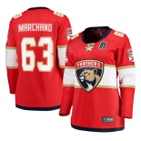 Women's Florida Panthers #63 Brad Marchand Red 2025 Stanley Cup Final Home Stitched Hockey Jersey