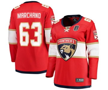 Women's Florida Panthers #63 Brad Marchand Red 2025 Stanley Cup Final Home Stitched Hockey Jersey