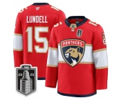 Youth Florida Panthers #15 Anton Lundell White 2025 Stanley Cup Final Premium Stitched NHL Hockey Jersey