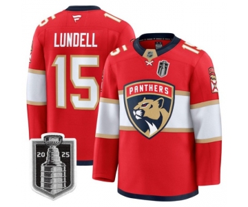 Youth Florida Panthers #15 Anton Lundell White 2025 Stanley Cup Final Premium Stitched NHL Hockey Jersey