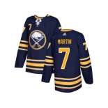 Men Adidas Buffalo Sabres #7 Rick Martin Navy Blue Home Authentic Stitched NHL Jersey