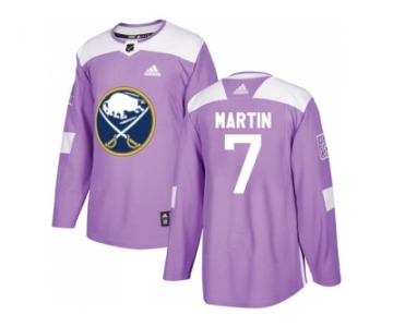 Men Adidas Buffalo Sabres #7 Rick Martin Purple Authentic Fights Cancer Stitched NHL Jersey