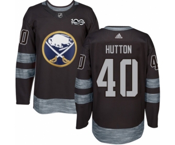 Men's Adidas Buffalo Sabres #40 Carter Hutton Authentic Black 1917-2017 100th Anniversary NHL Jersey