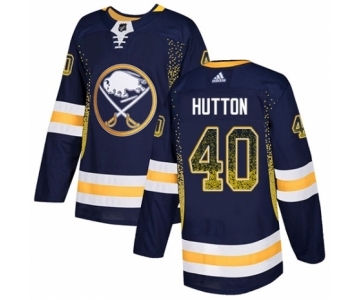 Men's Adidas Buffalo Sabres #40 Carter Hutton Authentic Navy Blue Drift Fashion NHL Jersey