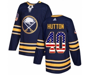 Men's Adidas Buffalo Sabres #40 Carter Hutton Authentic Navy Blue USA Flag Fashion NHL Jersey