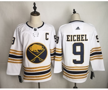 Men's Adidas Buffalo Sabres #9 Jack Eichel Authentic White 50th anniversary  NHL Jersey