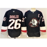 Men's Buffalo Sabres #26 Rasmus Dahlin Black 2024-25 Alternate With C Patch Stitched Jersey